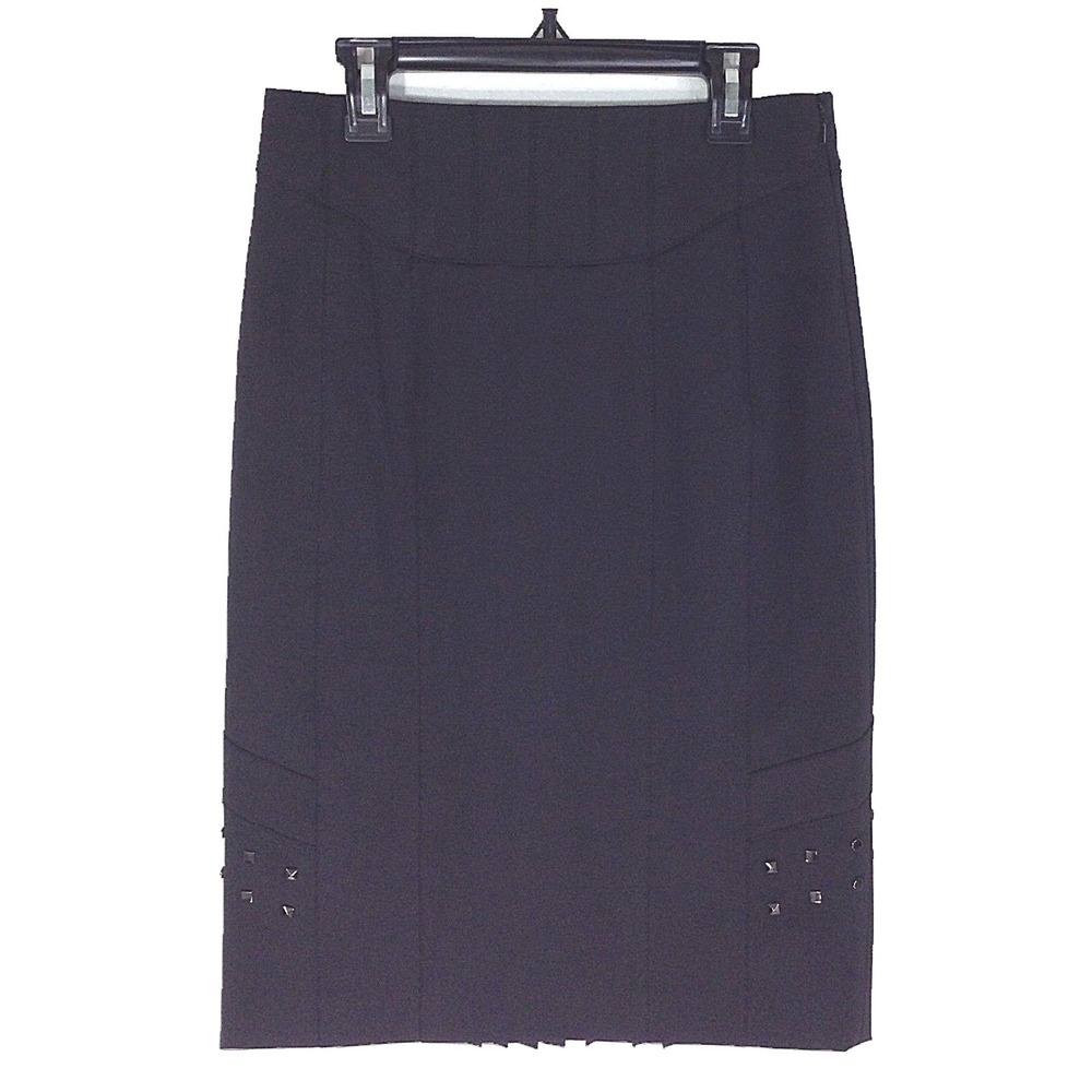 Etcetera Skirt 0 XS Black Suiting Mermaid Pleat Back Square Bead Stud Pencil LN